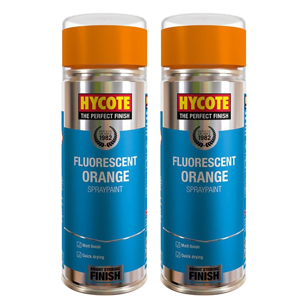 2X Hycote Fluorescent Orange Spray Paint 400ml