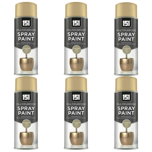 6X Metallic Gloss Champagne Gold Spray Paint 400ml