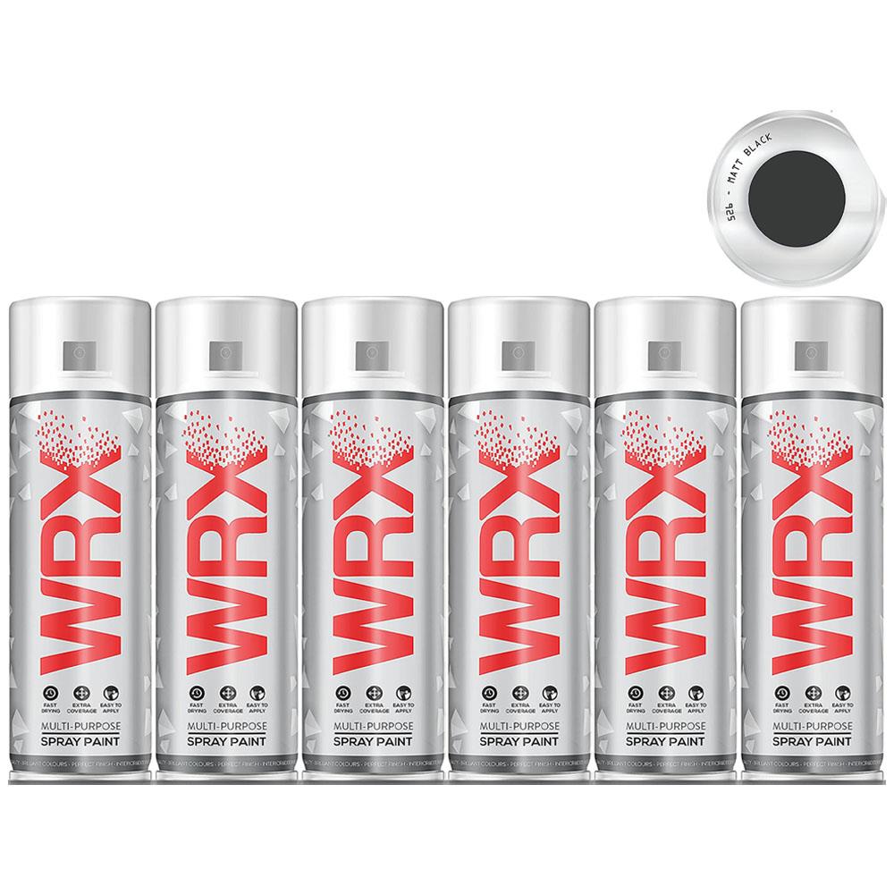 6X WRX Matt Black 526 Spray Paint 400ml