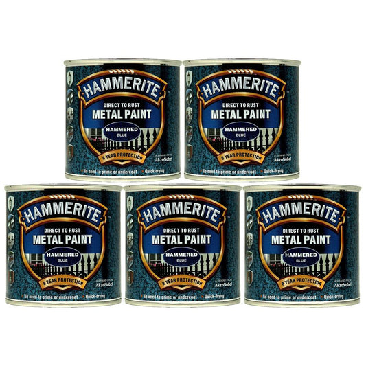 5X Hammerite Hammered Blue Paint 250ml