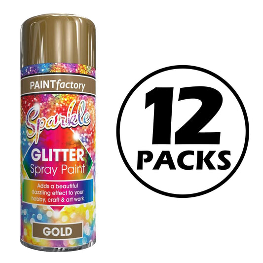 12X  Paint Factory Gold Glitter Spray Paint 200ml