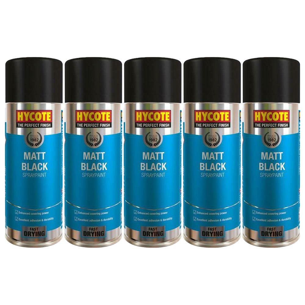 5X Hycote Matt Black Spray Paint 400ml