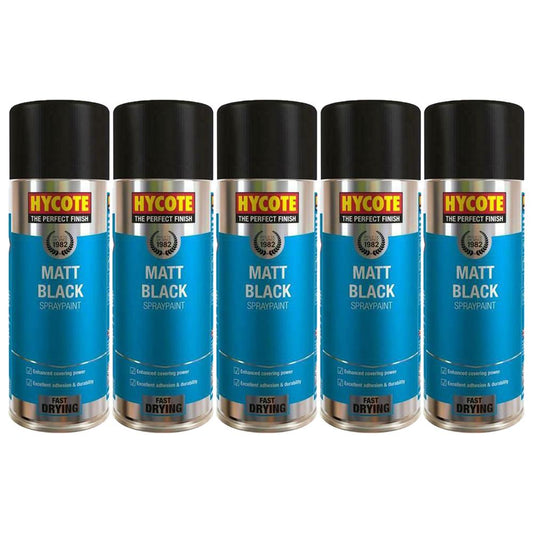 5X Hycote Matt Black Spray Paint 400ml