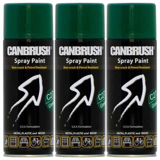 3X Canbrush C27 Green Spray Paint 400ml