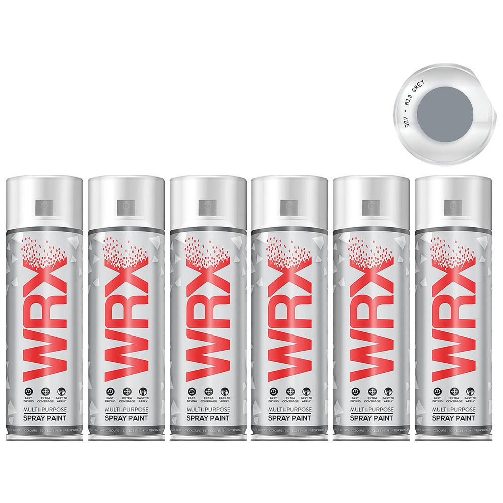 6X WRX Mid Grey Spray Paint Acrylic 400ml