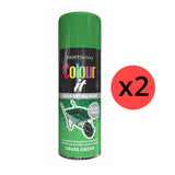 2X Paint Factory Grass Green Gloss Spray Paint 400ml.