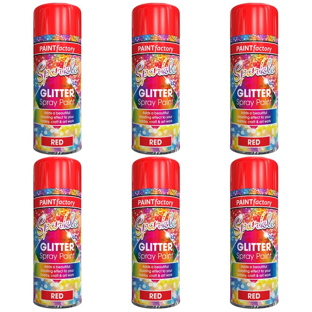 6X Paint Factory Red Glitter Spray Paint 200ml