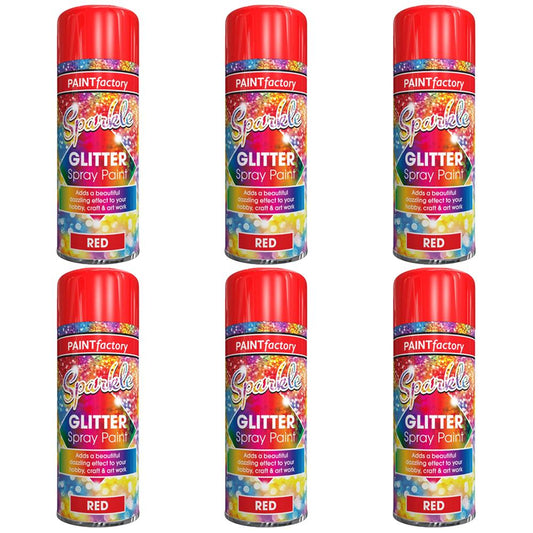 6X Paint Factory Red Glitter Spray Paint 200ml