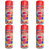 6X Paint Factory Red Glitter Spray Paint 200ml