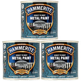 3X Hammerite Hammered Silver Paint 250ml