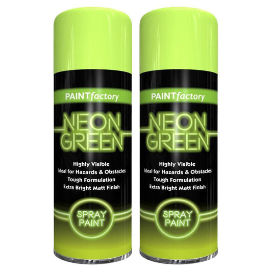 2X Paint Factory Neon Green Spray Paint 400ml