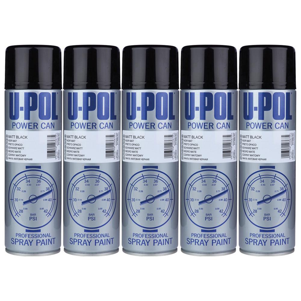 5X Upol Power Can Matt Black Spray Paint 500ml