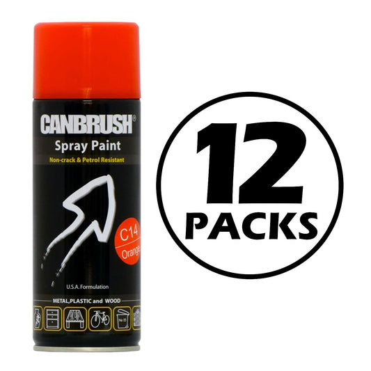 12X Canbrush C14 Orange Spray Paint 400ml