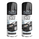 2X Auto Spray Black Gloss Spray Paint 250ml