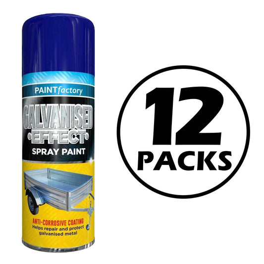 12X Paint Factory Galvanised Effect Spray Paint 400ml