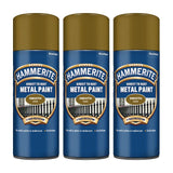 3X Hammerite Smooth Gold Spray Paint 400ml