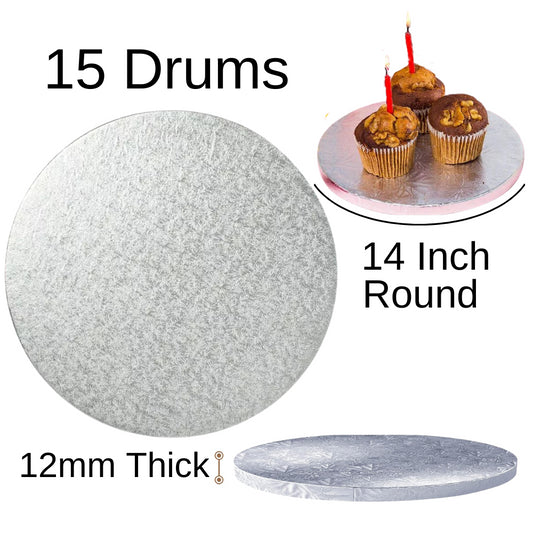 15 Board - 14" Round Cake Drums - Silver