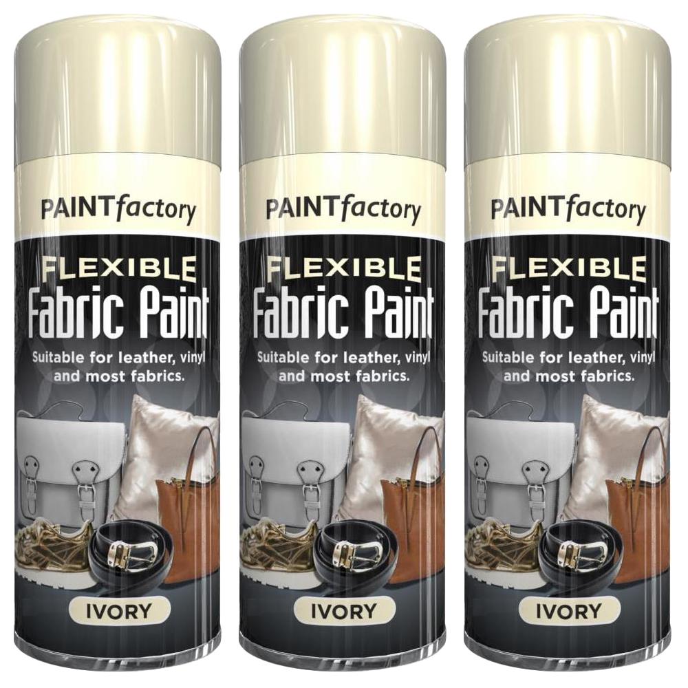 3X Ivory Flexible Fabric & Vinyl Spray Paint 200ml