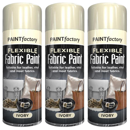 3X Ivory Flexible Fabric & Vinyl Spray Paint 200ml