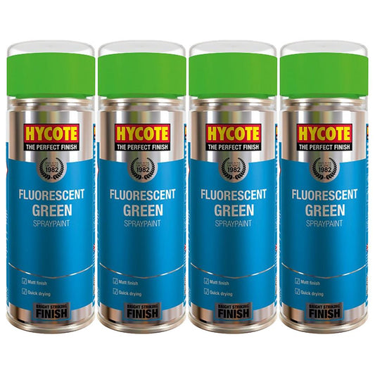 4X Hycote Fluorescent Green Spray Paint 400ml