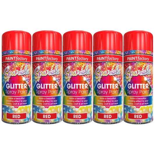 5X Paint Factory Red Glitter Spray Paint 200ml