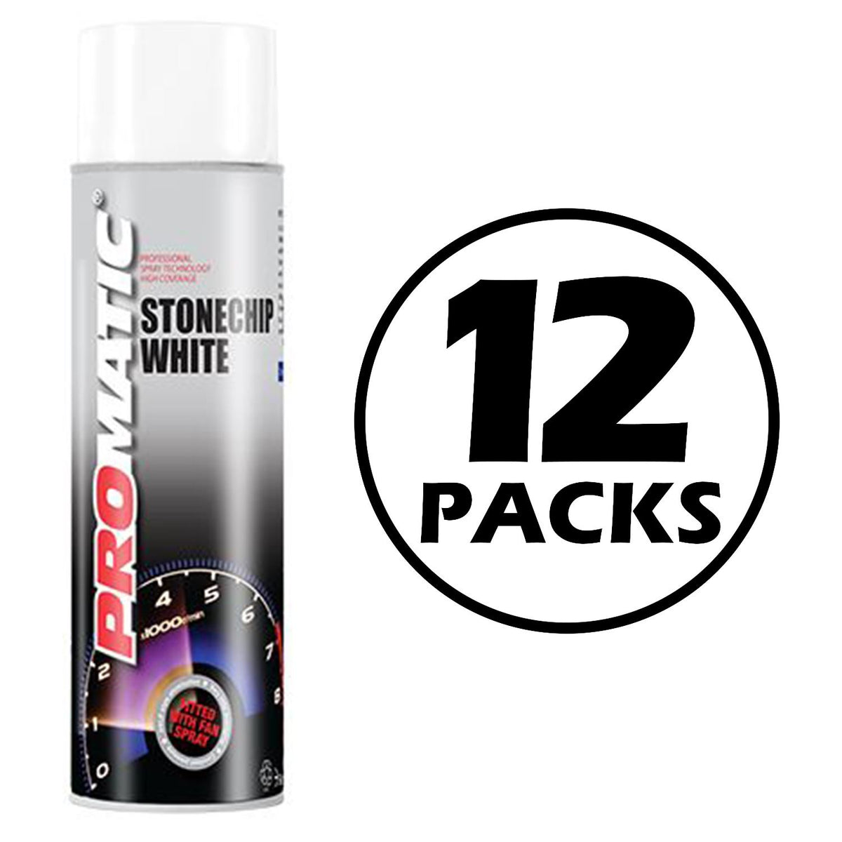 12X Promatic Stonechip White Spray Paint S500ml