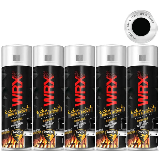 5X WRX Matt Black High Temperatures Bbq & Stove Spray Paint 400ml