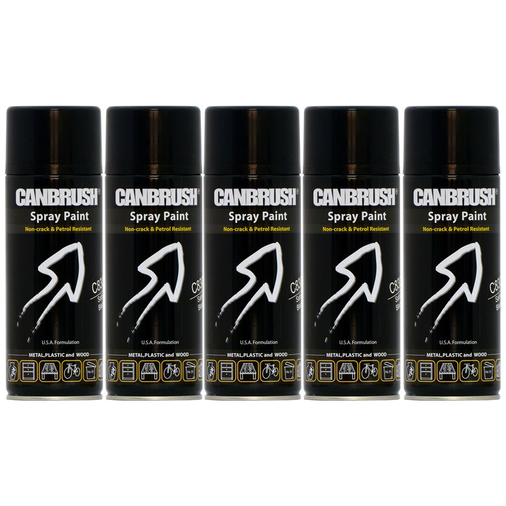 5X Canbrush C830 Satin Black Spray Paint 400ml