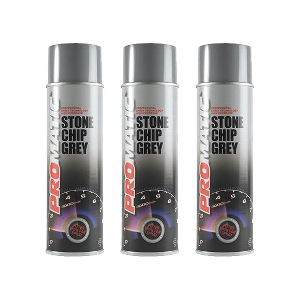 3X Promatic Stonechip Grey Spray Paint 500ml