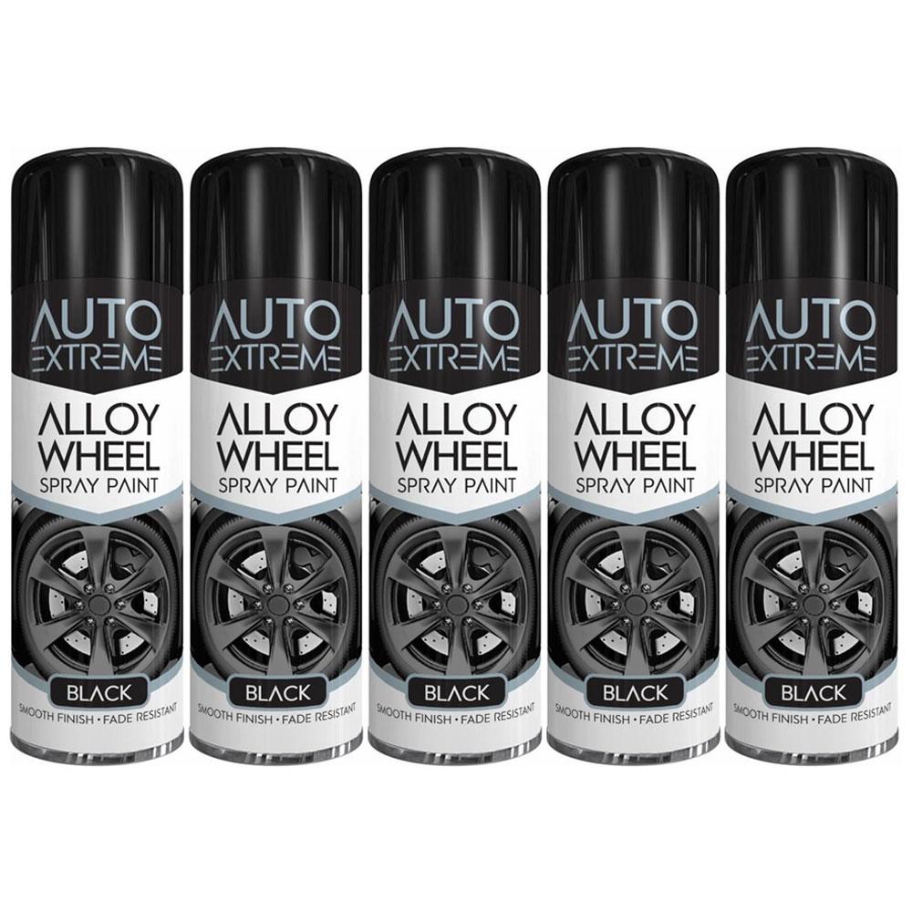 5X Auto Extreme Black Alloy Wheel Spray Paint 300ml