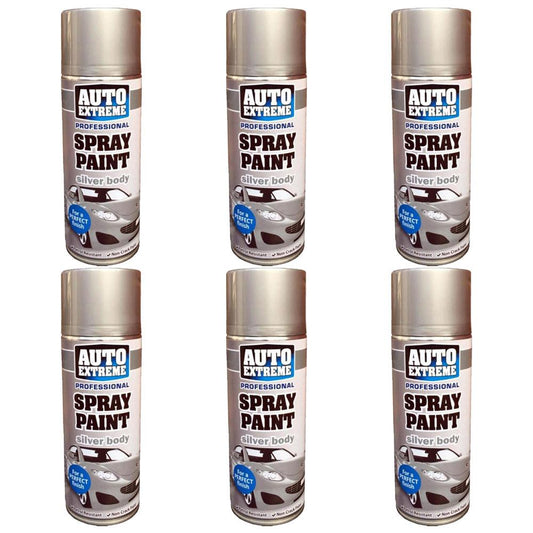 6X Auto Extreme Silver Spray Paint 400ml