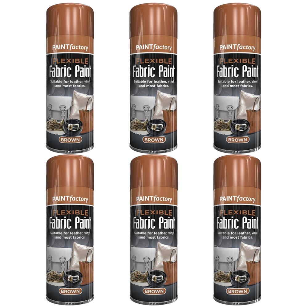 6X Brown Flexible Fabric & Vinyl Spray Paint Brown 200ml