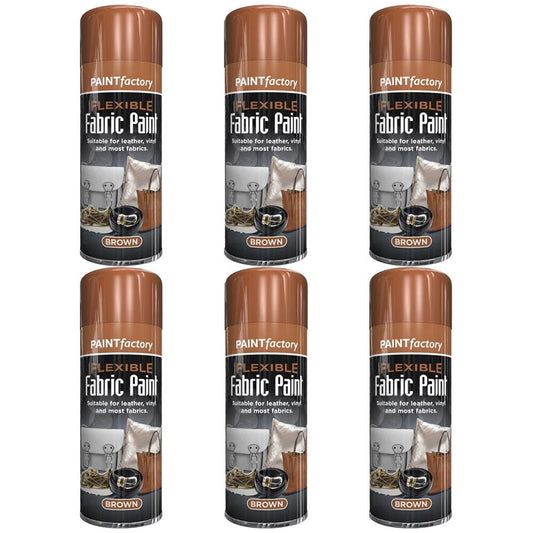 6X Brown Flexible Fabric & Vinyl Spray Paint Brown 200ml