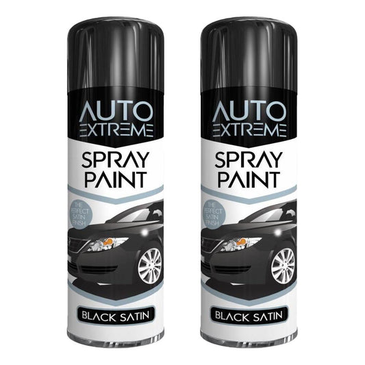 2X Auto Spray Black Satin Spray Paint 250ml