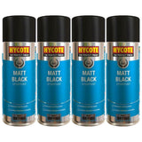 4X Hycote Matt Black Spray Paint 400ml