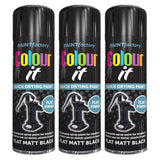 3X Paint Factory Flat Matt Black Spray Paint 250ml