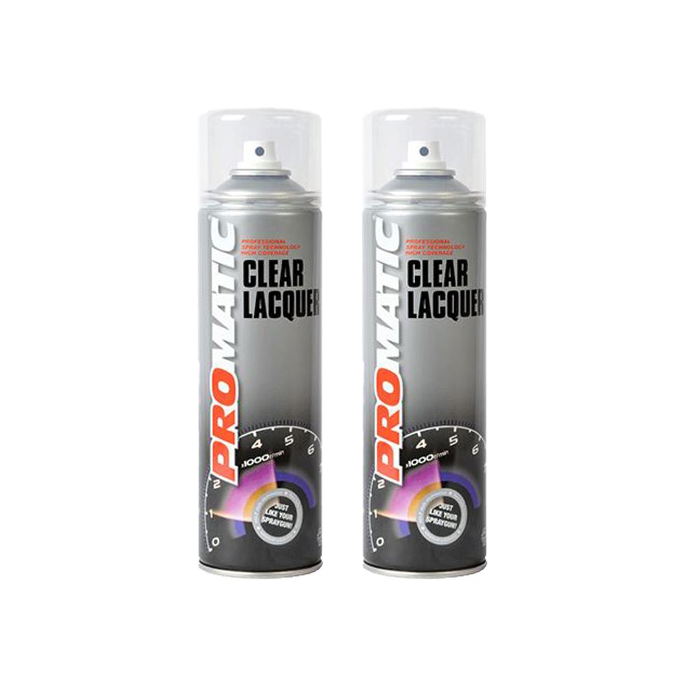 2X Promatic Clear Lacquer Spray Paint 500ml