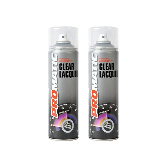 2X Promatic Clear Lacquer Spray Paint 500ml