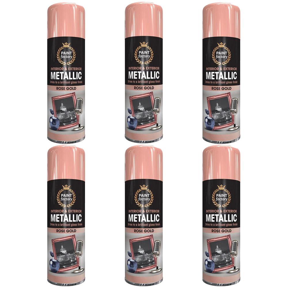 6X Paint Factory Rose Gold Metallic Spray Paint 400ml