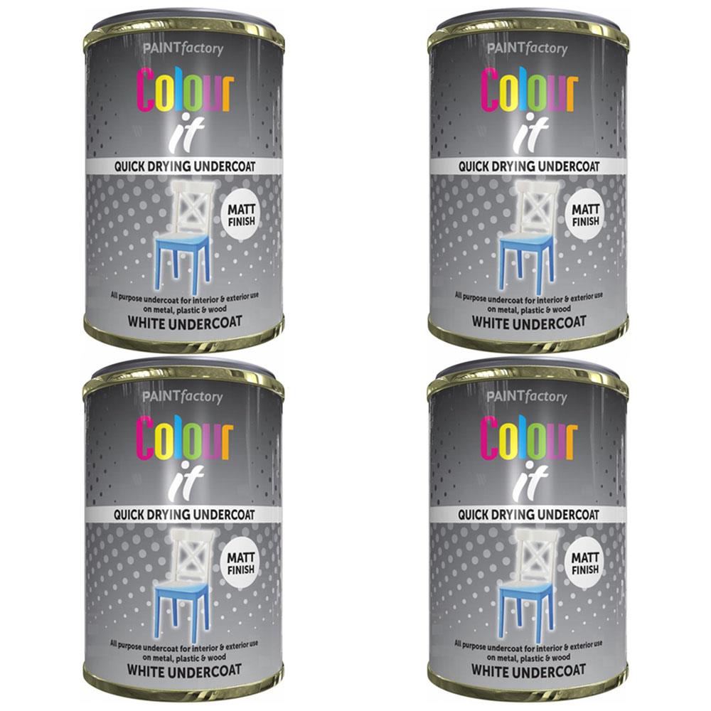 4X Paint Factory White Matt Undercoat Tin Paint 300ml