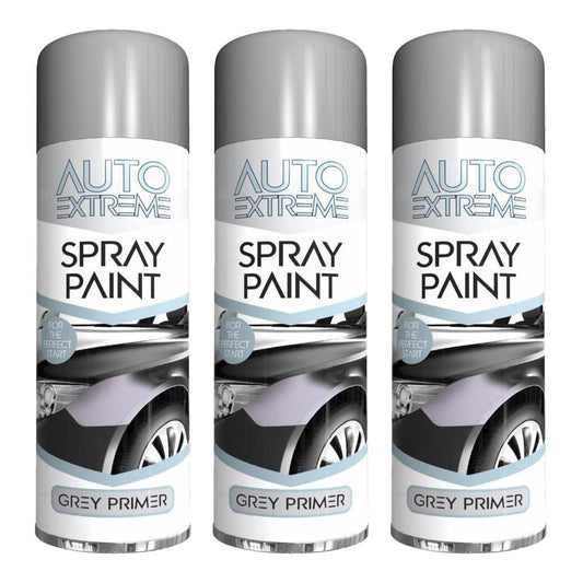 3X Auto Spray Grey Primer Spray Paint 250ml