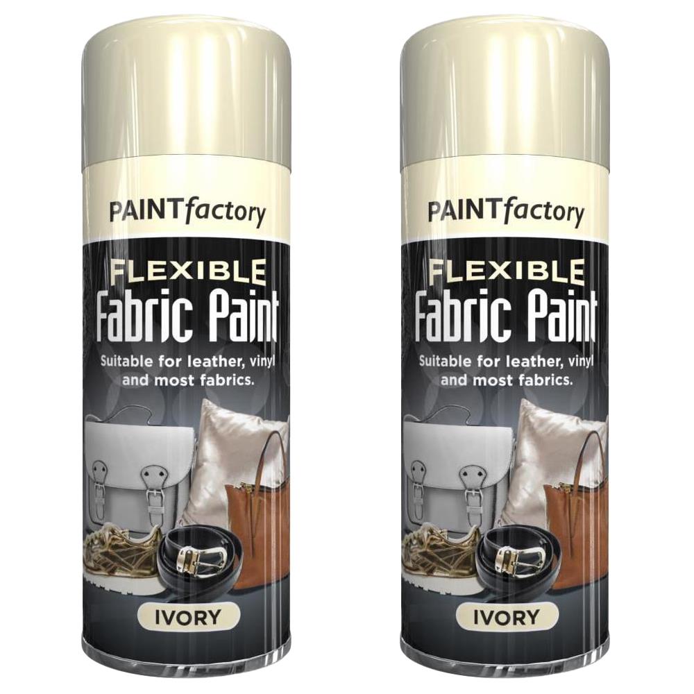 2X Ivory Flexible Fabric & Vinyl Spray Paint 200ml