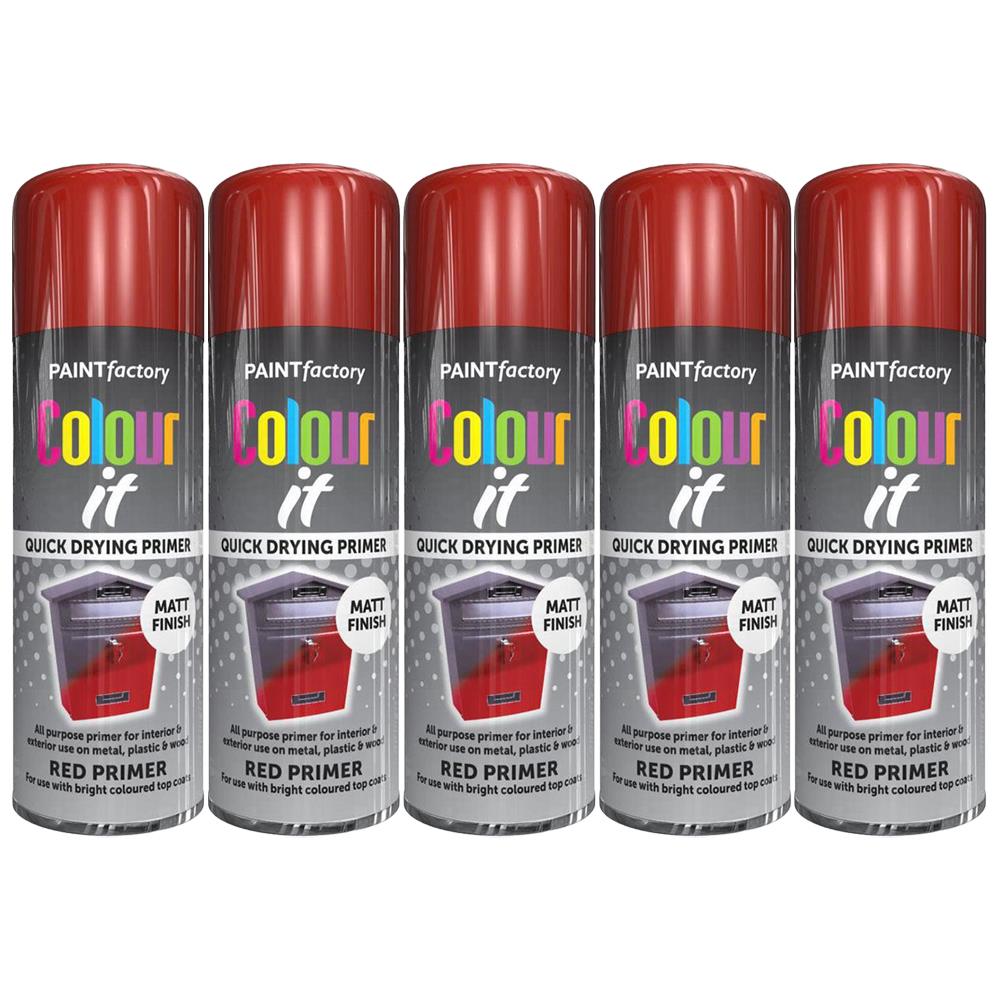 5X Paint Factory Red Primer Spray Paint 400ml