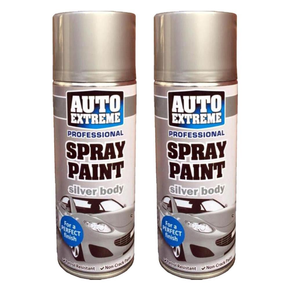 2X Auto Extreme Silver Spray Paint 400ml