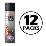 12X Promatic Satin Black Spray Paint 500ml