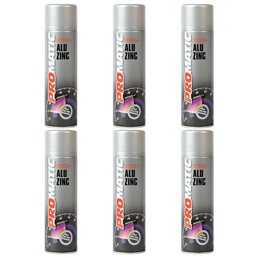 6X Promatic Alu Zinc Spray Paint 500ml