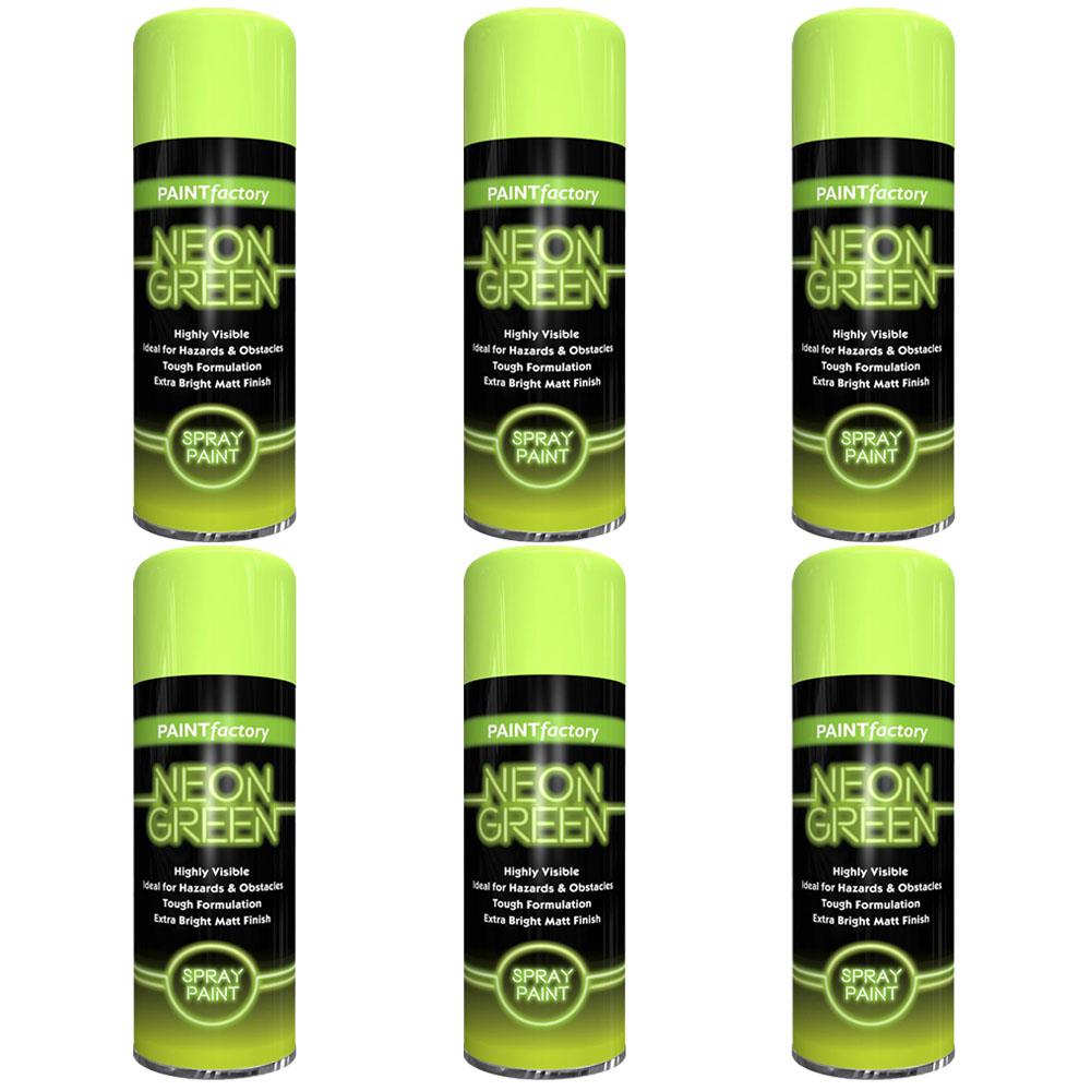 6X Paint Factory Fluorescent Neon Green Spray Paint 200ml