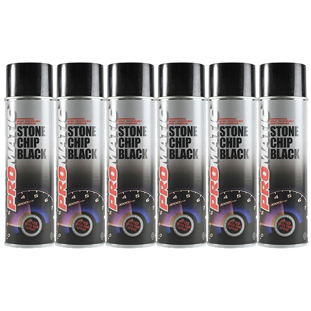 6X Promatic Stonechip Black Spray Paint 500ml