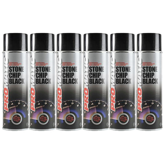 6X Promatic Stonechip Black Spray Paint 500ml