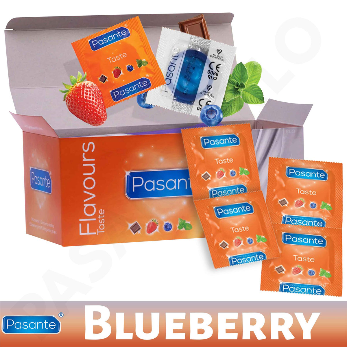 12X Pasante Flavoured Blueberry Blast Condoms